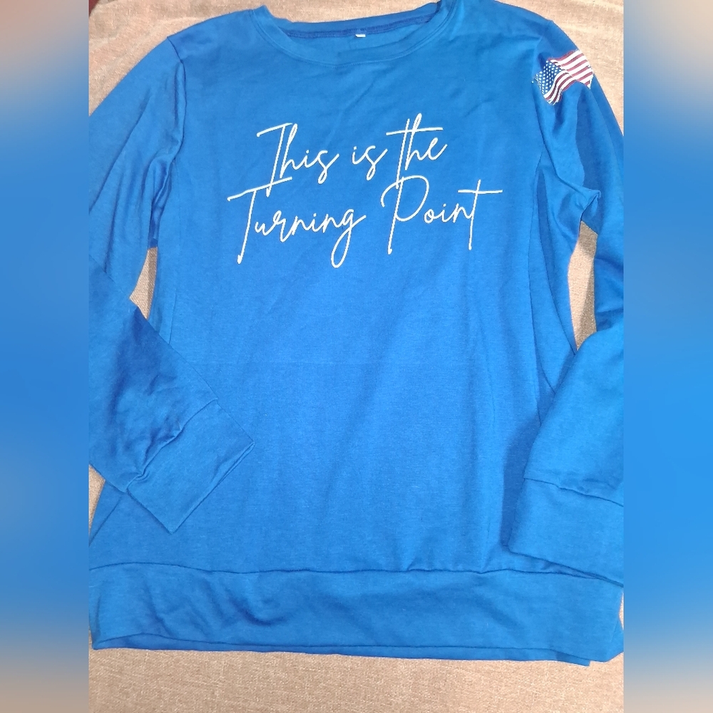 Blue Long Sleeve Graphic Tee